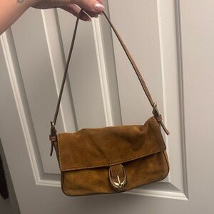 STAUD Tan Suede Shoulder Bag